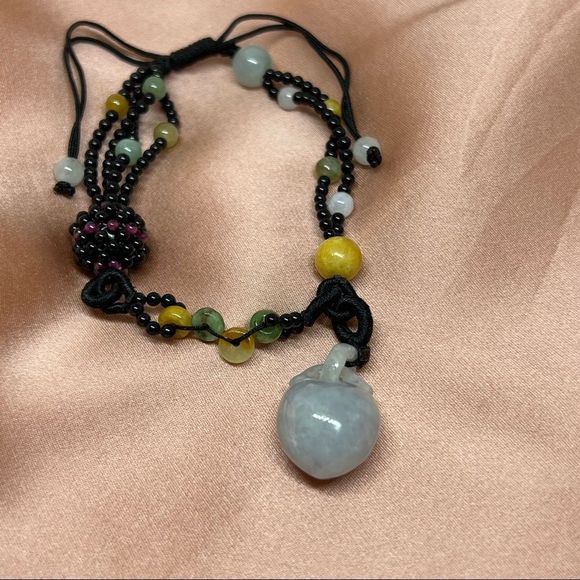 Natural Grade A Multi Gem Stone Brown Braided Bracelet - Picture 3 of 6